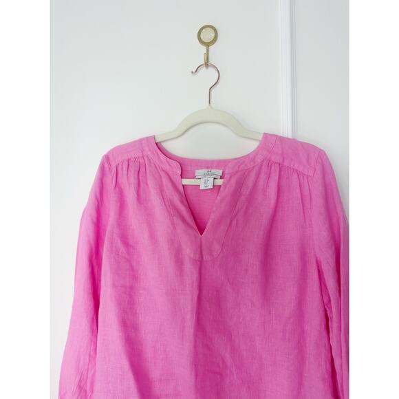 H by Halston Pink Linen Long Sleeve Blouse Size S - Picture 3 of 8